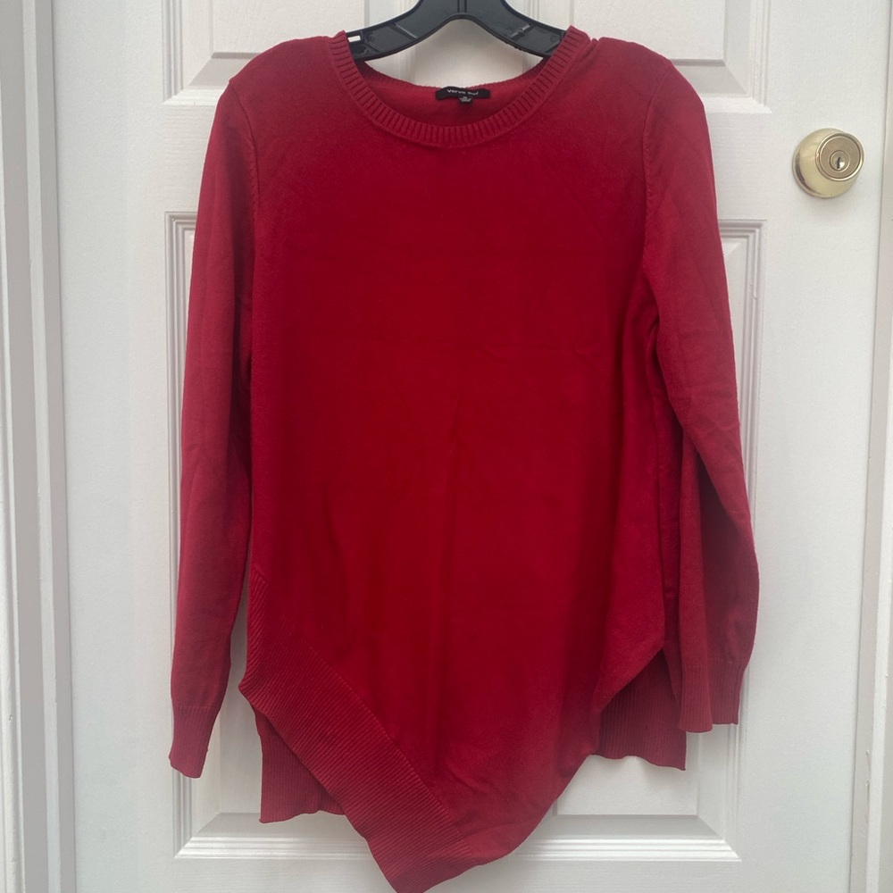 Verve Ami Red Crew Neck Asymmetrical Sweater - M